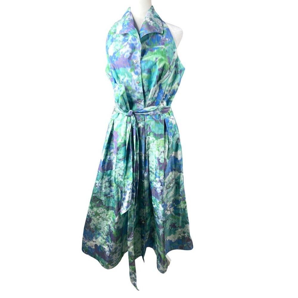Sara Campbell Ashley Floral Halter Neck Button-Down Maxi Dress W/ Belt Size 12 - Picture 14 of 15